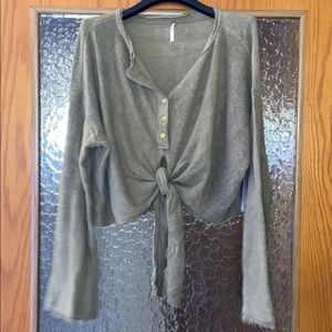 Free People Cropped Long Sleeve Top